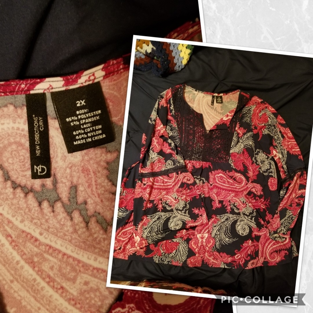 New Directions Curvy Bell-sleeved blouse